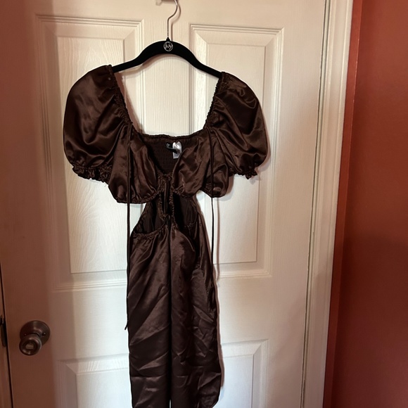 H&M DIVIDED SMALL NWOT SOLD OUT DRESS SIZE S PRETTY STRAPPY BROWN PARTY - Picture 8 of 11